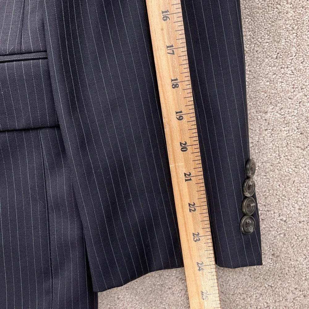 Chaps Suit Mens 38R Navy Blue Pinstripe‎ Classic Career Party Wool